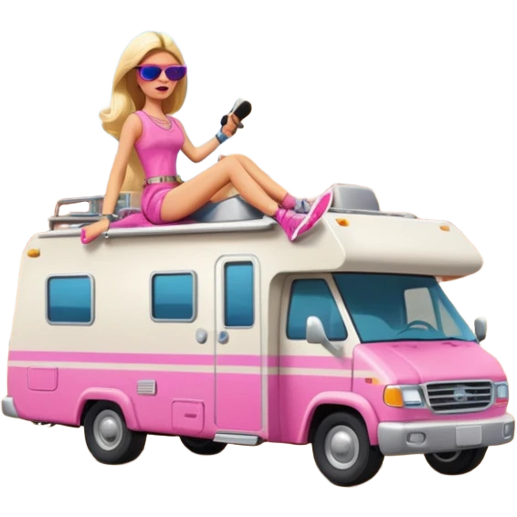 Barbie rv off-roading rock-climbing desert Winnebago  emoji