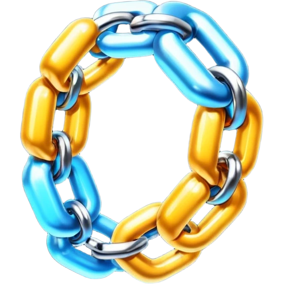 Apple iOS emoji style glowing chain link, glossy 3D, soft lighting, clean gradient background, ultra realistic emoji