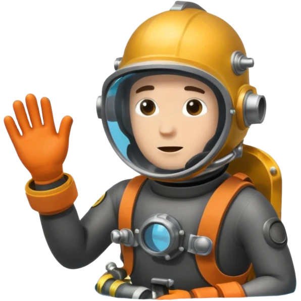 Buceador comercial trabajando, soldando una estructura metalica bajo agua emoji