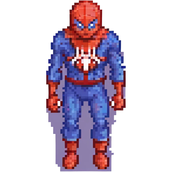 Spider Man, retro and blocky, pixel art style emoji