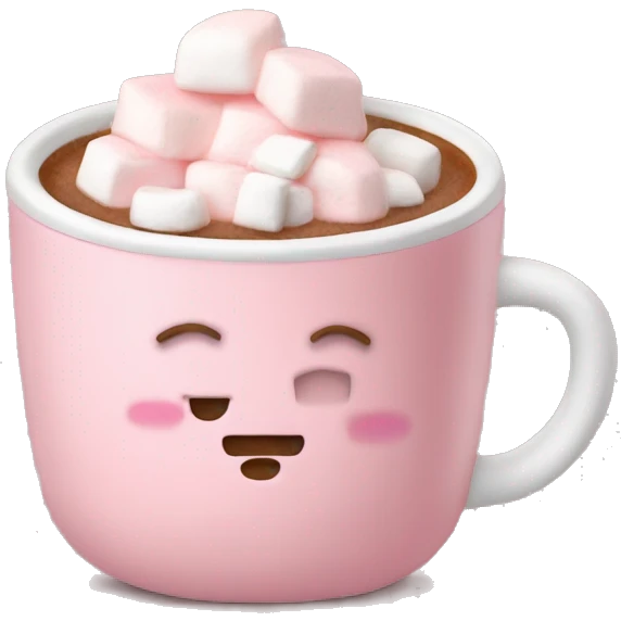 Light pink hot coco with marshmallows emoji