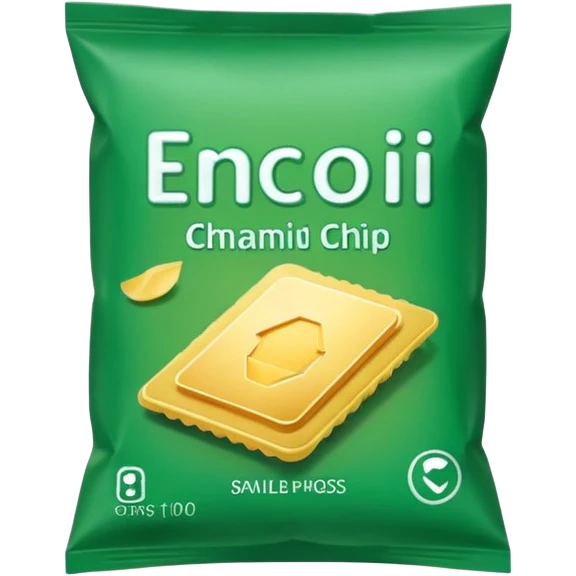 green pacaged chip with a chip image on it without writing emoji