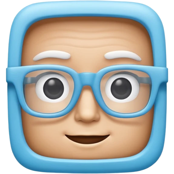 A 3D cartoon sky-blue square spectacle, slightly thick frame, glossy surface, minimal plain background, Memoji-style. Only glasses. emoji