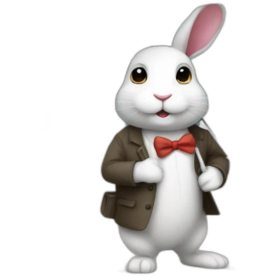 white rabbit uder an umbrella emoji