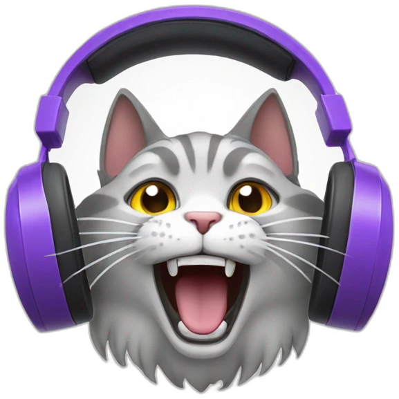 The cat is yelling in headphones emoji