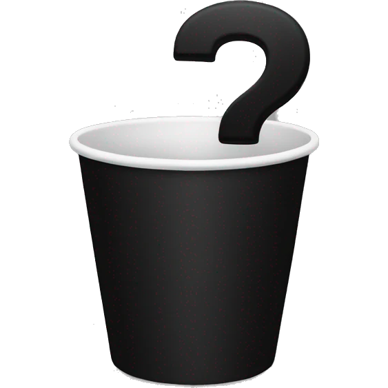 blacked out cup with a question mark emoji