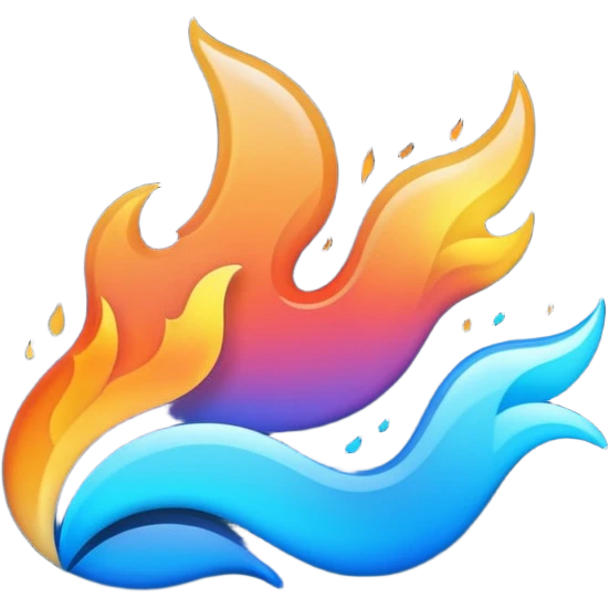 fire streak emoji, playful and modern with blue to orange gradient, vibrant

 emoji