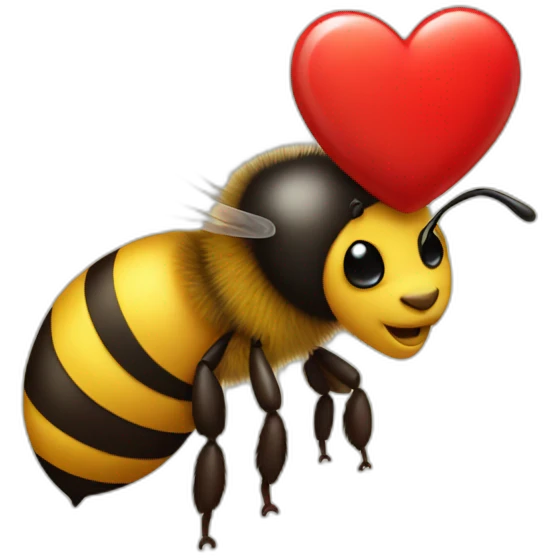 Bee with a red heart emoji