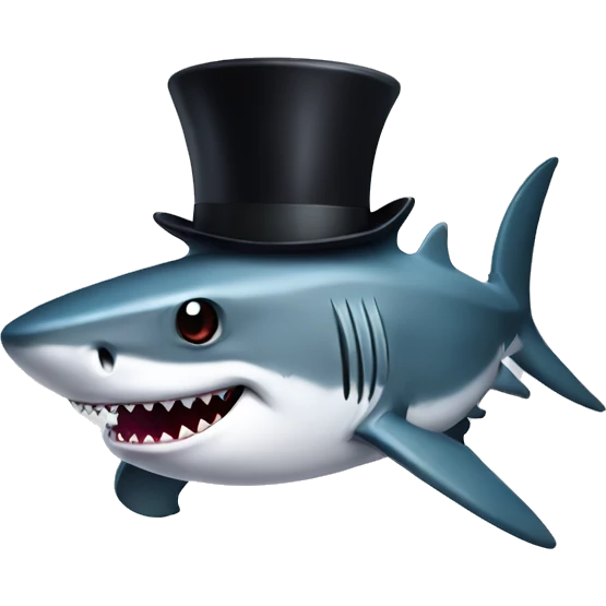 Shark with a top hat emoji