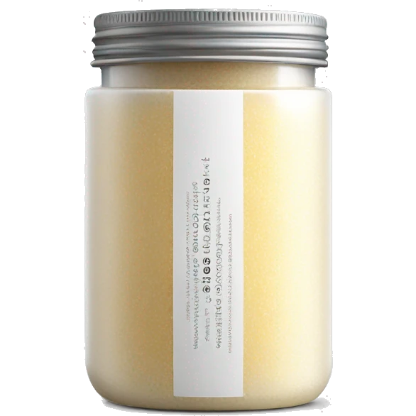 body scrub pot with label emoji