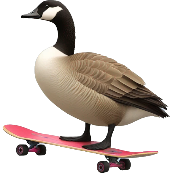 a canada goose riding a skateboard emoji