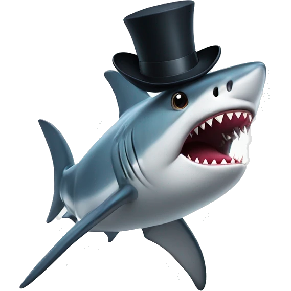 Shark with a top hat emoji