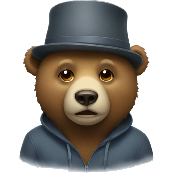 Bear with fog hat emoji