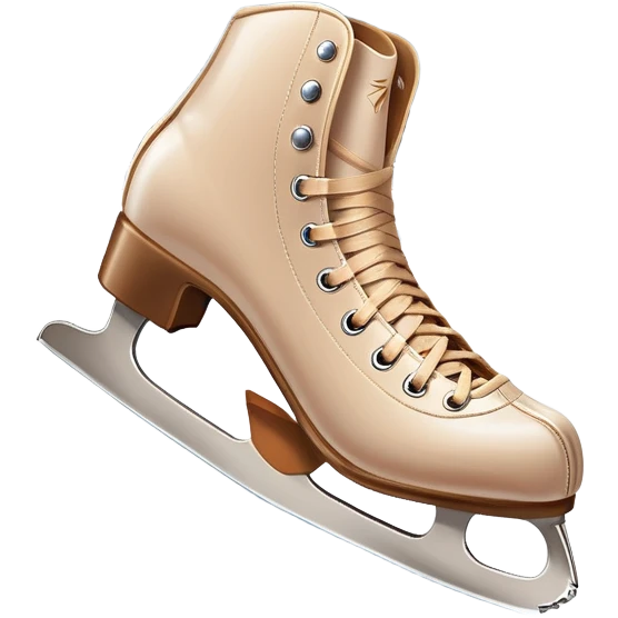 An icon showing elegant figure skates in close-up on a glossy ice surface, with a graceful skater performing in the background. The scene is set inside a grand indoor ice arena with spotlights, decorative banners, and a cheering audience. Transparent background. emoji