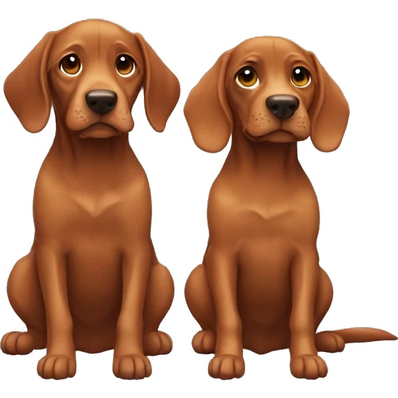 Two vizslas sitting side by side  emoji