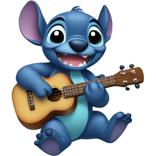 Stitch plays the ukulele emoji
