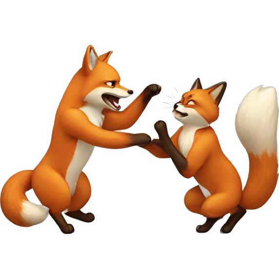A fox and a cat play fighting emoji