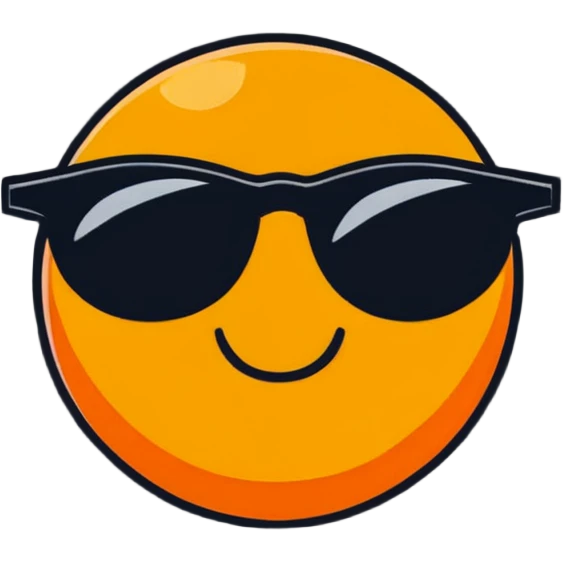 bright orange sun with cool black sunglasses and a cute happy face emoji