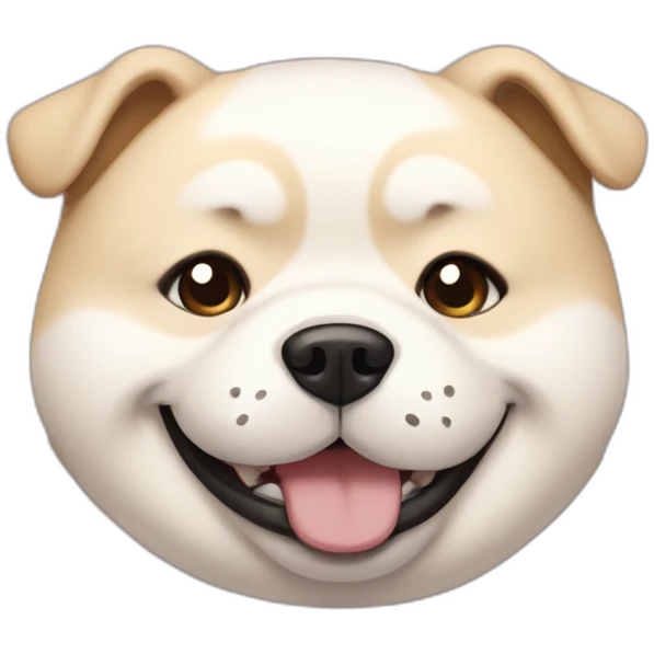chubby asian doggo say hehe emoji