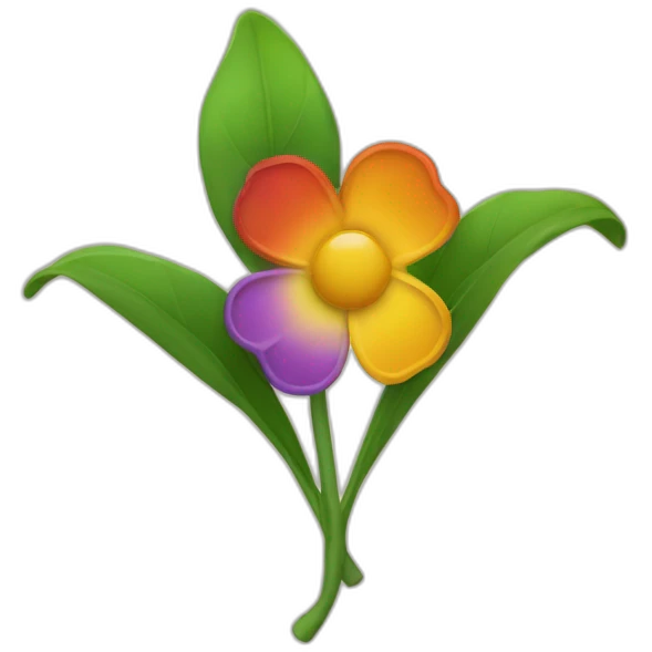 une fleure multicolore dans une main  emoji
