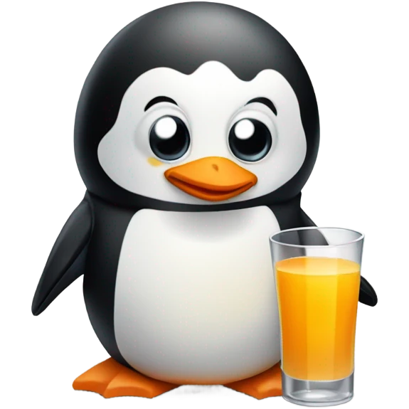 Penguin with orange juice emoji