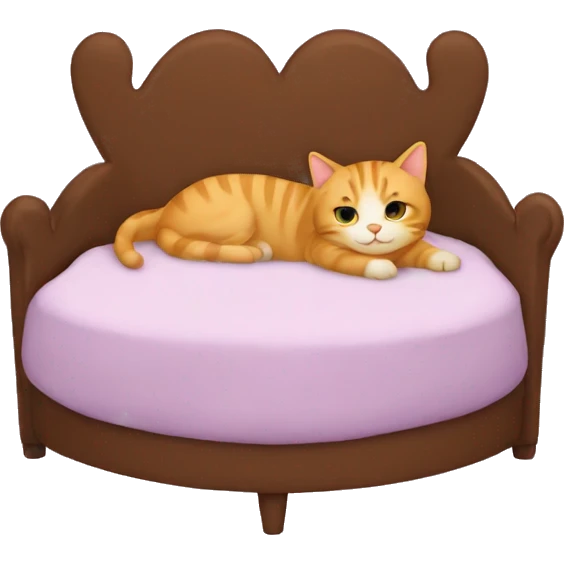 Heart shaped bed with a cat on it  emoji