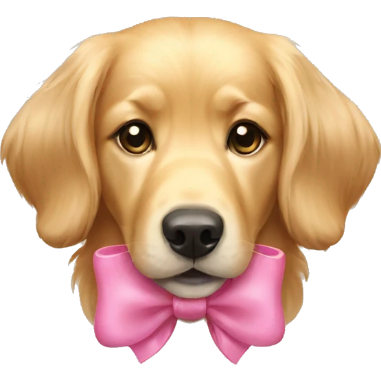 golden retriver female with a pink bow emoji