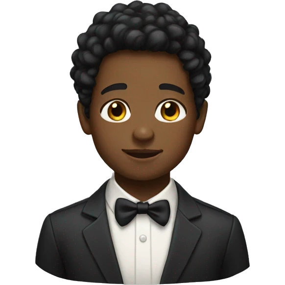 a black boy wearing a bow emoji