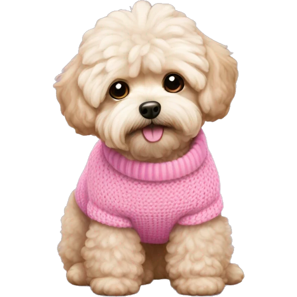 Maltipoo wearing a pink sweater  emoji
