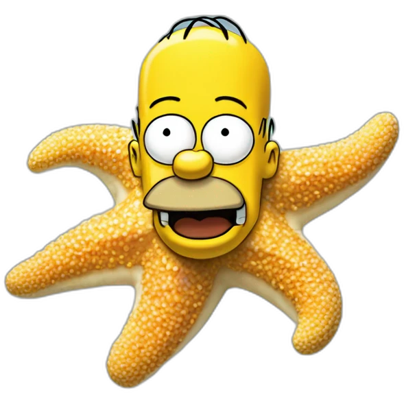 Homer Simpson from the cartoon "The Simpsons" with the body of a starfish emoji