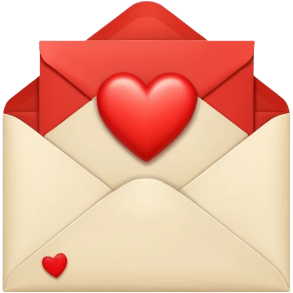 Cream-colored Letter Envelope with a heart in the middle emoji