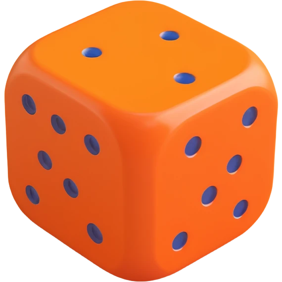 Hermès dice, 3D, orange, with fine stitching, premium, no text emoji