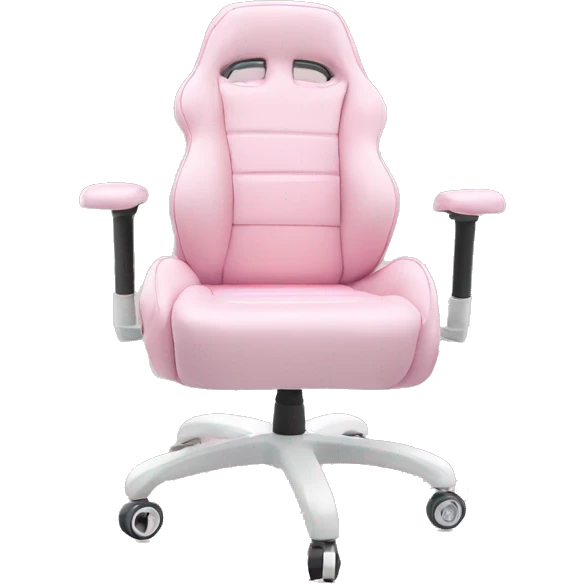 Light pink gamer girl chair with white accent with wheels.  emoji