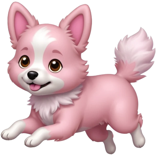 pink girly dog jumping in the air emoji