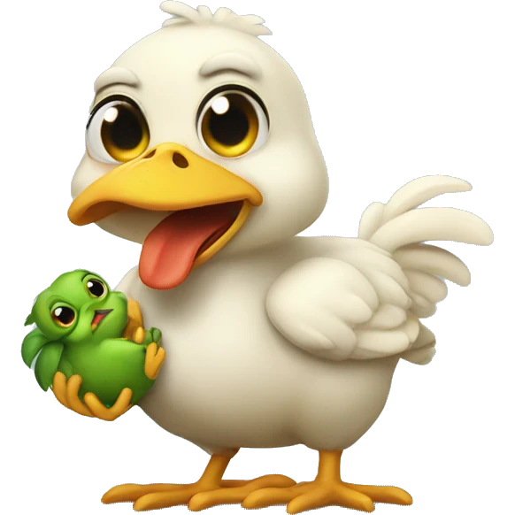 chicken eat frog emoji