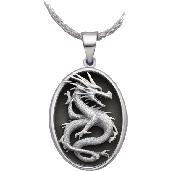 silver dragon inside oval pendant  emoji