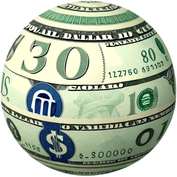 Snow ball with dollar bills  emoji