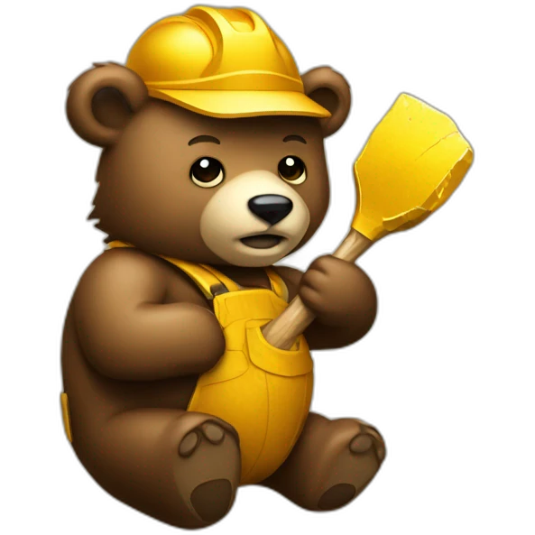 bear with gold mining pick emoji