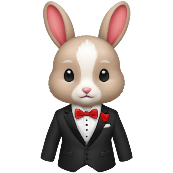 baby bunny in suit no carrot red bowtie emoji