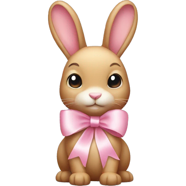bunny with soft pink ribbon on top of head emoji