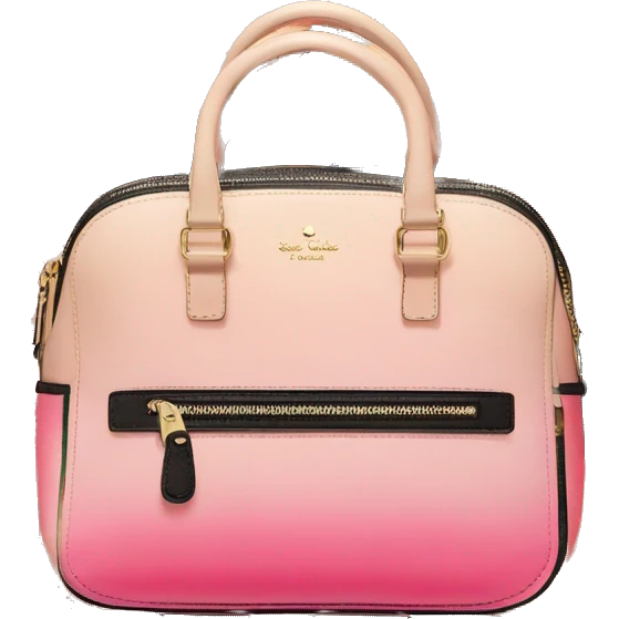 Hyper Realistic isolated peach,pink,cream and black ombre kate spade satchel purse.  emoji