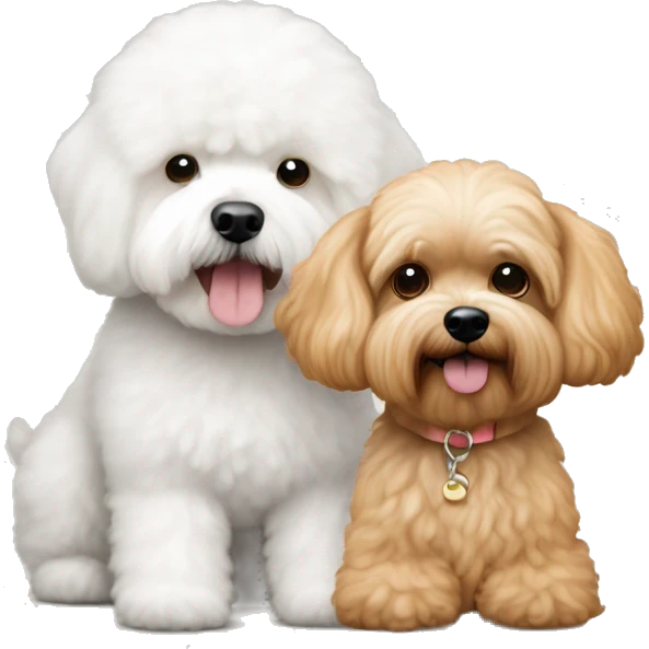 Apricot cockapoo and white bichon frise emoji