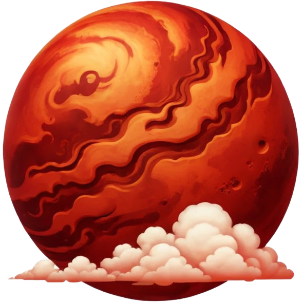 Crimson red planet with clouds emoji