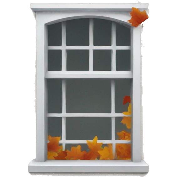 window with fall leaves outside emoji