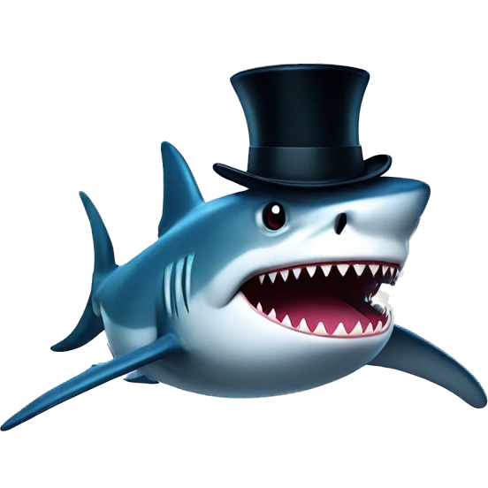 Shark with a top hat emoji