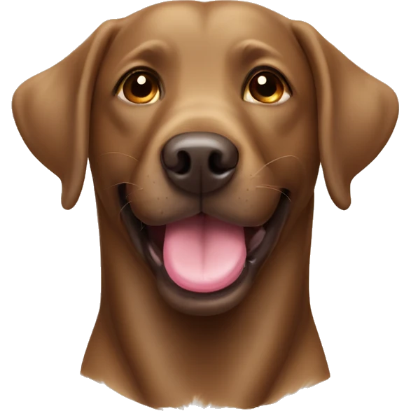 Brown Labrador smiling with tongue out emoji