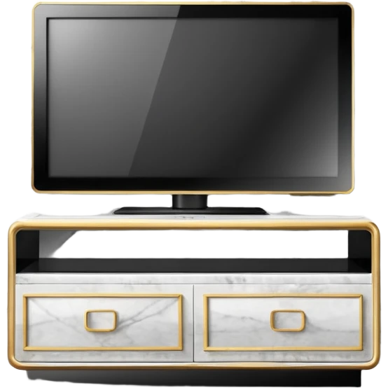 modern tv with news channel on it standing on a super luxurious marble cupboard emoji