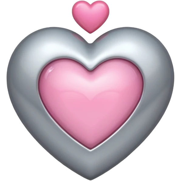 silver heart with one pink mini heart inside of it  emoji