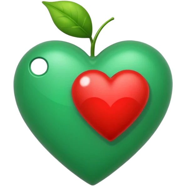 Signo de interrogación verde y un corazón para remplazar el punto verde emoji