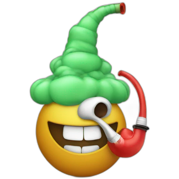 Turkish Rounded smile smoking hookah emoji